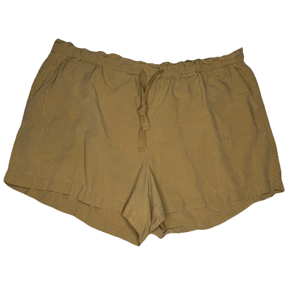 Loft Plus‎ Tan Women's Size 22 Ruffled Lycel Drawstring Shorts Soft Boho Comfy